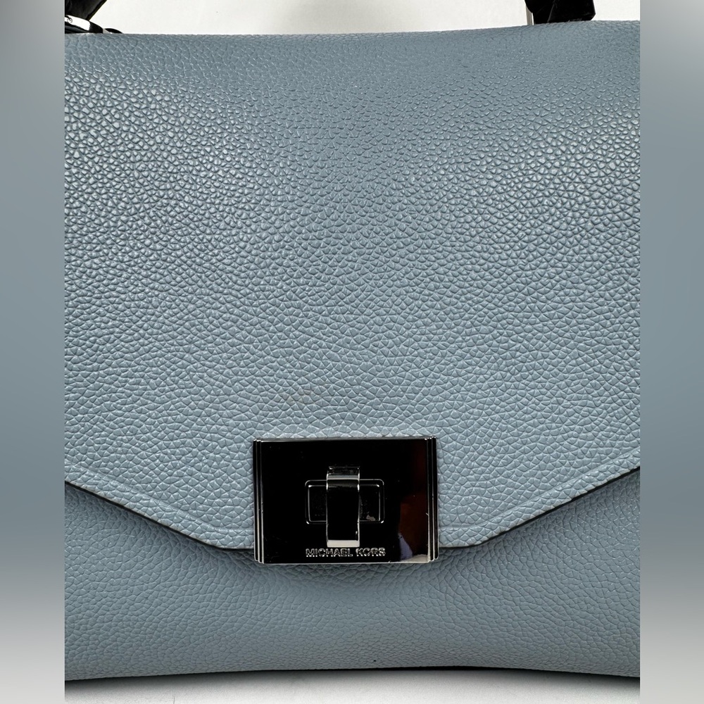 Michael Kors Cassie Small Leather Crossbody Pale Blue Satchel Bag - Picture 8 of 16